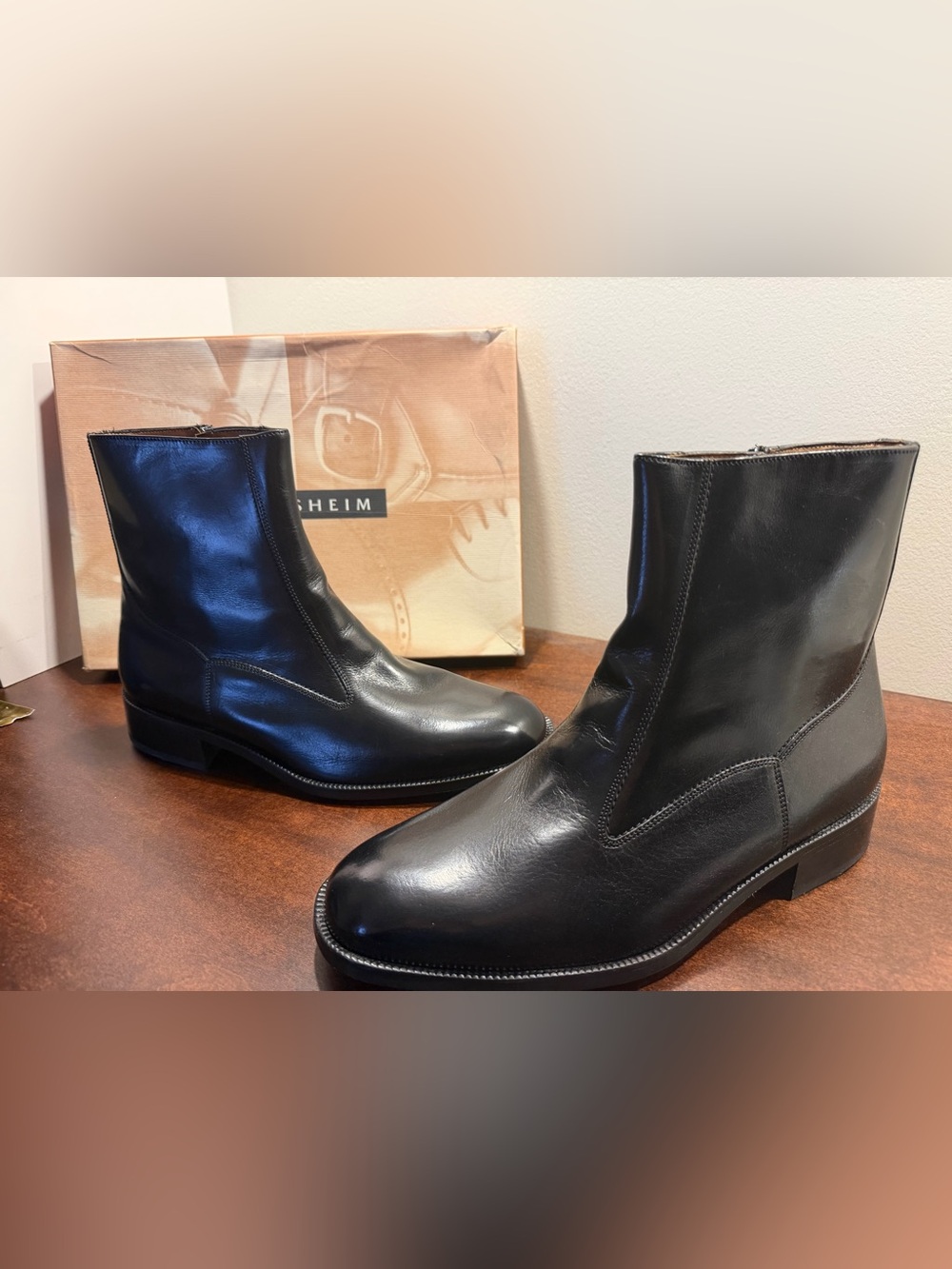 Men's Black Leather Florsheim Ankle Boots - Classic Zip Dress Boot